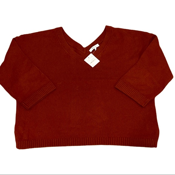 NWT Madewell Burgundy Double-V Pullover Sweater - Picture 2 of 7